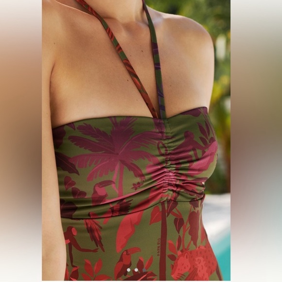 Farm Rio NWT Brazilian design Halter one -piece swimsuit; jungle pattern - Picture 3 of 3